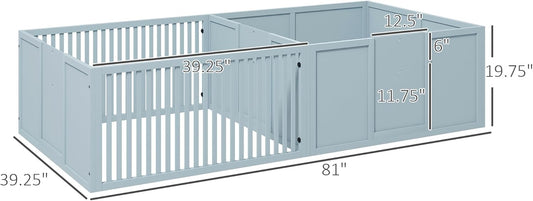 Indoor Dog Whelping Box with Removable Doors for Newborns, 81" x 39" x 20", Gray